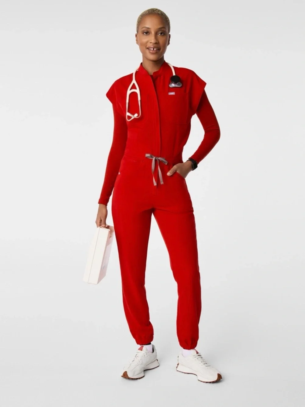 Figs Winning Red Rafaela Cargo Scrubjumpsuit- Medium, Regular - Picture 1 of 5